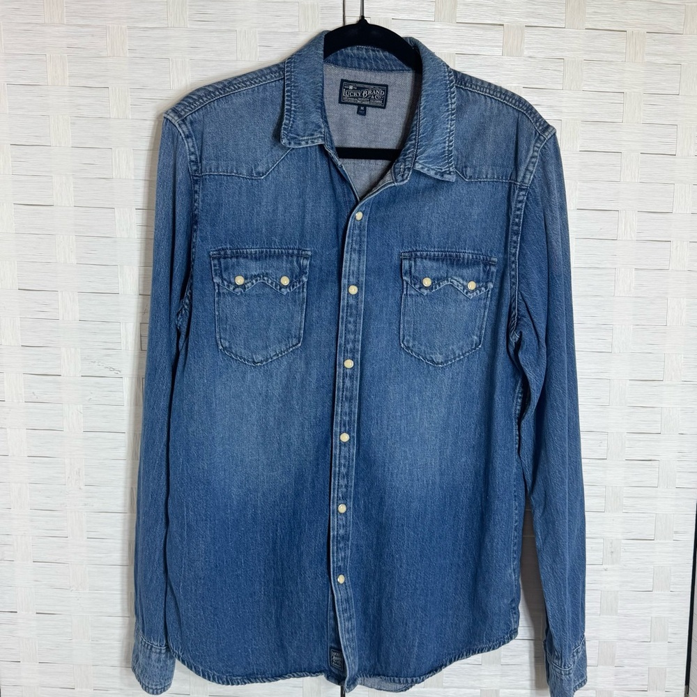 Lucky Brand Sawtooth Western Shirt Men's Haywood Pearl Snap Size Medium